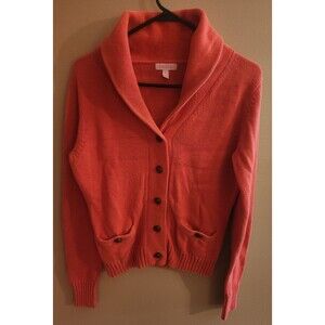 Lilly Pulitzer Thicker Knit Button UP Sweater Cardigan Orange Coral Size Large